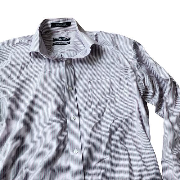 Forsyth of Canada 2 Ply 100's No Iron Tailored Fit Stripe Dress Shirt 15.5 34/35 - Picture 3 of 9
